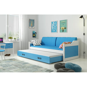 Detská posteľ alebo gauč s výsuvnou posteľou DAVID 200x90 cm Biela Borovica