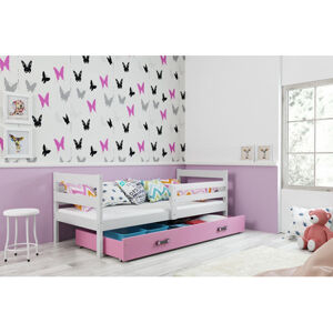 Detská poschodová posteľ s výsuvnou posteľou ERYK 160x80 cm Ružová Biela