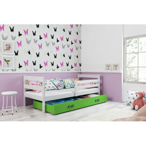 Detská poschodová posteľ s výsuvnou posteľou ERYK 160x80 cm Zelená Biela
